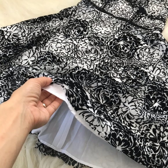 Aqua Flocked Floral Print Dress, S - Picture 7 of 7